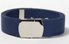 1-1/2" wide navy blue web belt with buckle and tip
