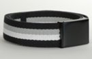 cotton black gray white wide web belt with military style buckle