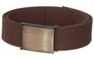 cotton dark brown wide web belt with military style buckle
