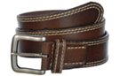 wide brown distressed genuine leather casual belt with pewter buckle