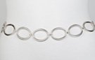 silver chain belt made of wide, thickened oval links