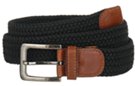 extra wide black braided stretch belt with gray buckle