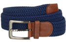 extra wide navy blue braided stretch belt with gray buckle