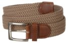 extra wide sand braided stretch belt with gray buckle