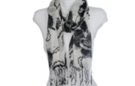 black and gray bramble rose print scarf