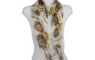 brown, blue and gold bramble rose print scarf