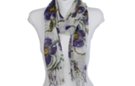 purple and aqua blue bramble rose print scarf