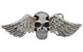 mid-size chrome skull and wings belt buckle
