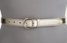 pale gold womens leather belt with nickel polish horseshoe buckle