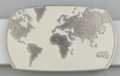 white and pewter world map belt buckle