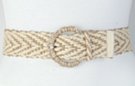 Two-tone beige and brown woven hemp belt