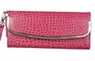 pink tri-fold wrist wallet