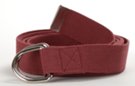 8 foot long maroon cotton yoga strap with double D-ring buckle