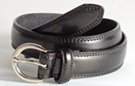 boys' black double stitch leather dress belt with nickel polish U-bolt buckle